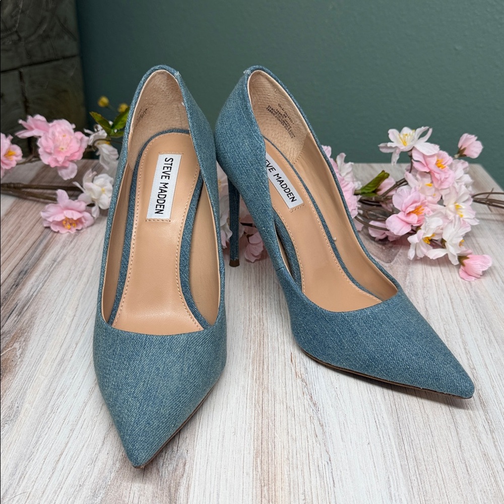 Steve Madden Vala denim jean Heels Size 8